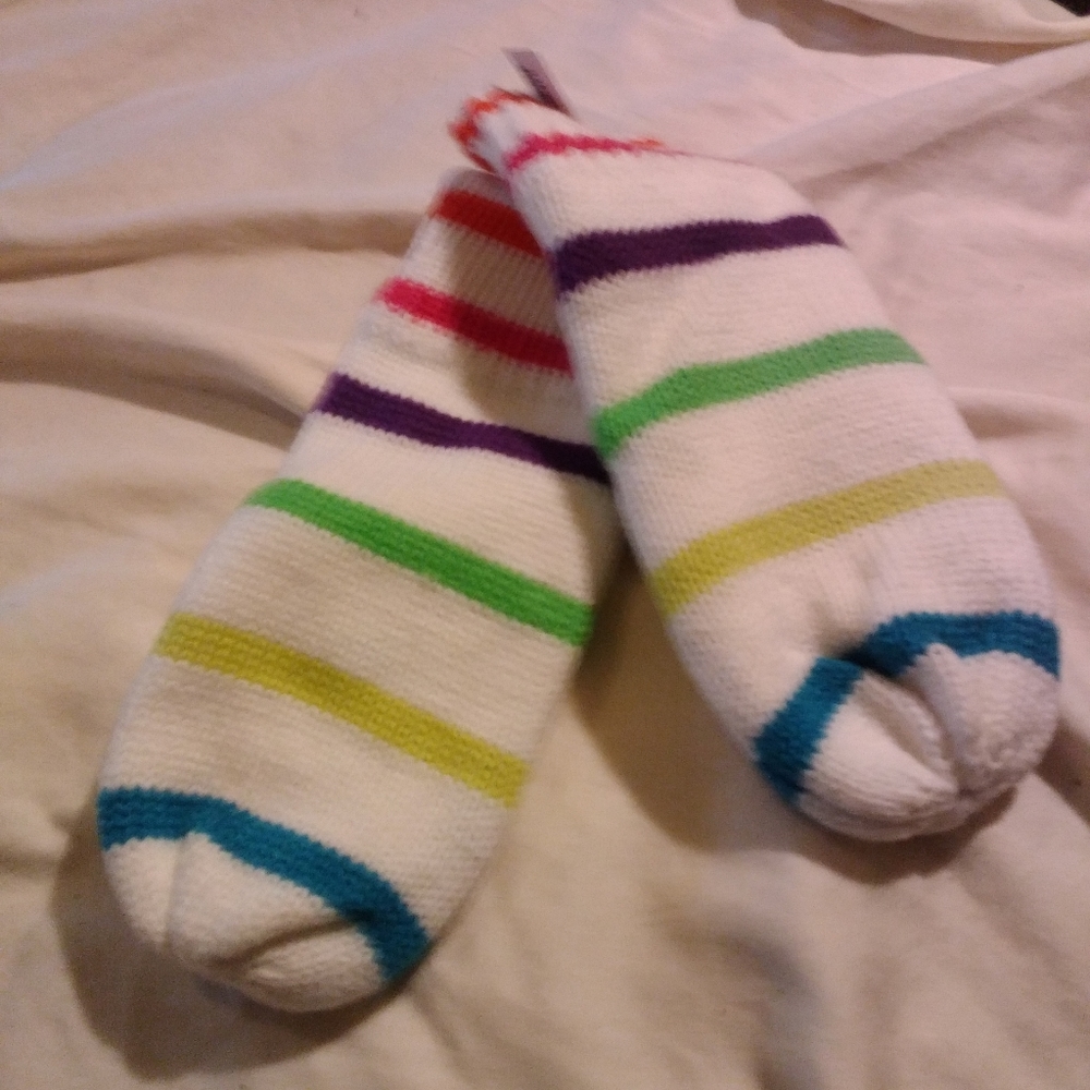 NWT Ardene white multicolored stripes mittens